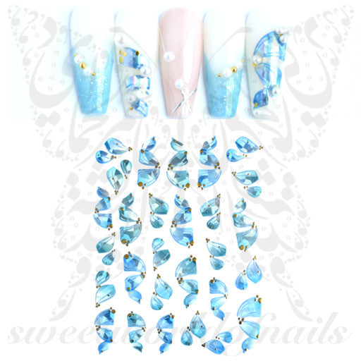 Metallic Blue Ribbon Nail Stickers