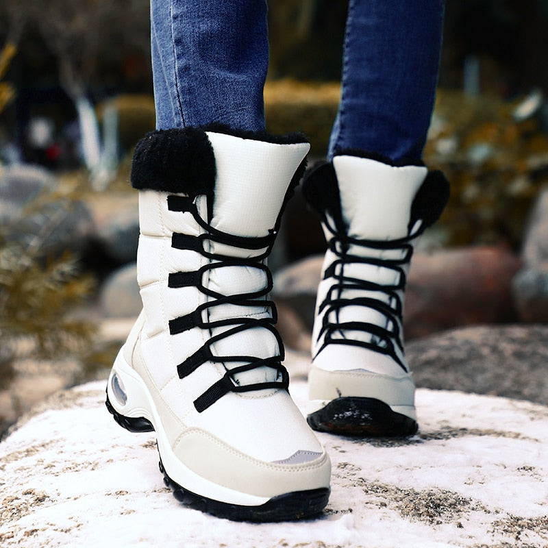 New Winter Women Boots High Quality Warm Snow Boots Lace-up Comfortable Ankle Boots Outdoor Waterproof Hiking Boots Size 36-42