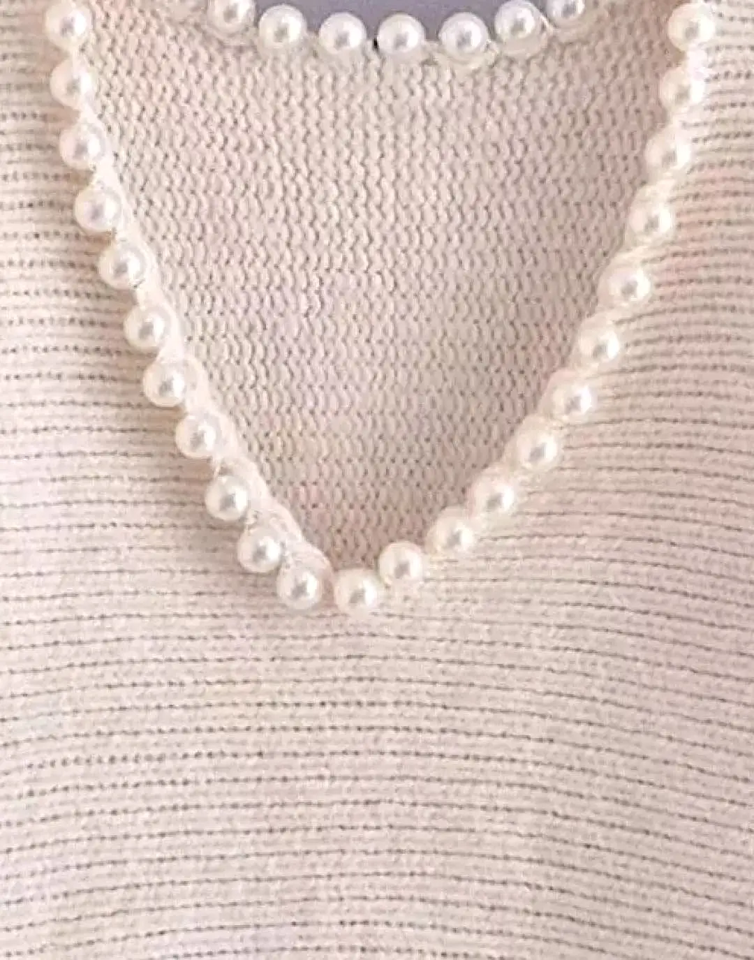 Pearl V Neck Collar Loose Sweater