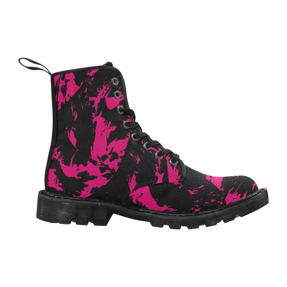 Pink and Black Paint Splatter Women's Boots