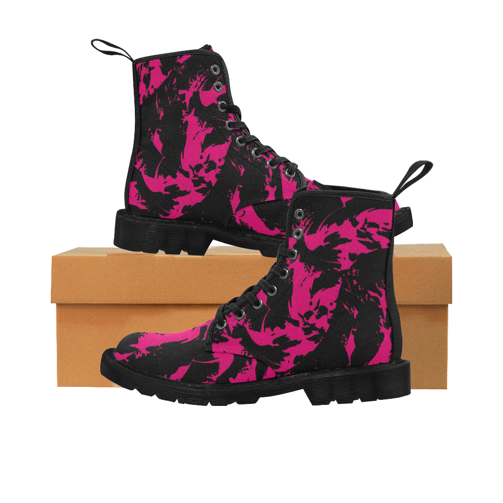 Pink and Black Paint Splatter Women's Boots