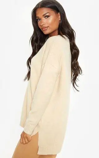 PLT Stone Oversized V Neck Knitted Jumper