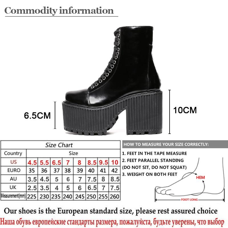 Punk Gothic Black Ankle Platform Boots for Women with Rubber Sole