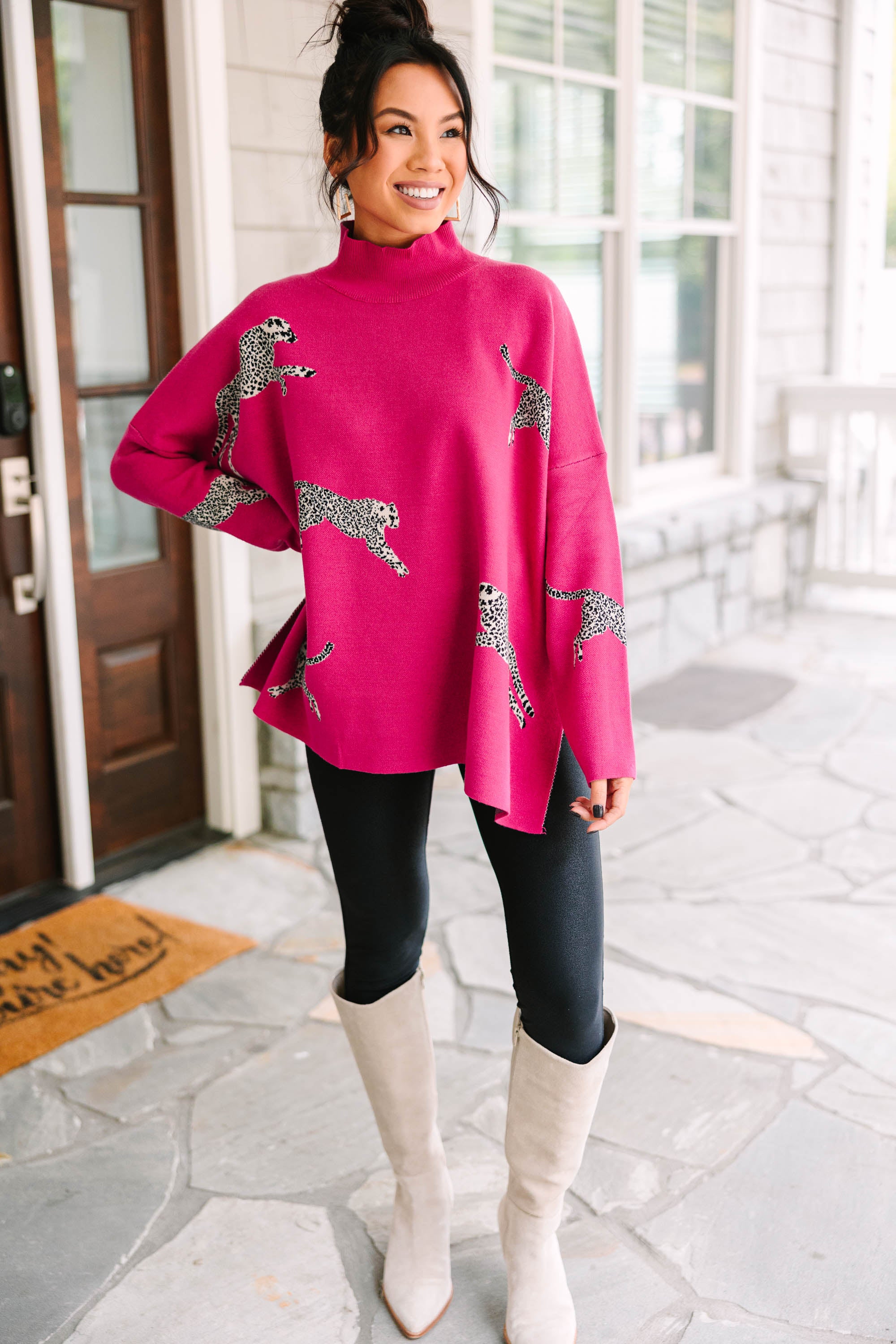 Quick Decisions Hot Pink Cheetah Sweater