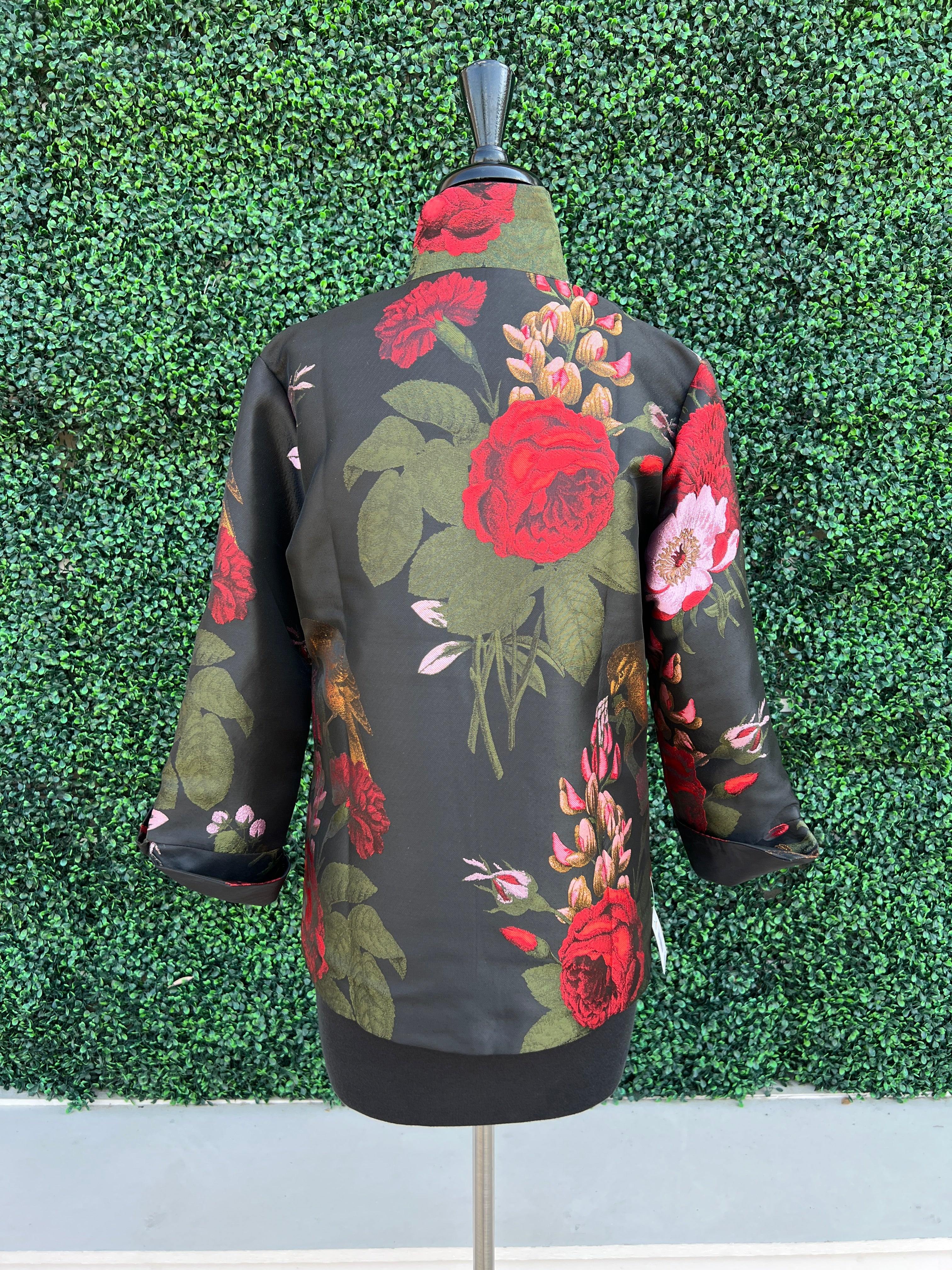 Rose & Bird Print Short Jacket