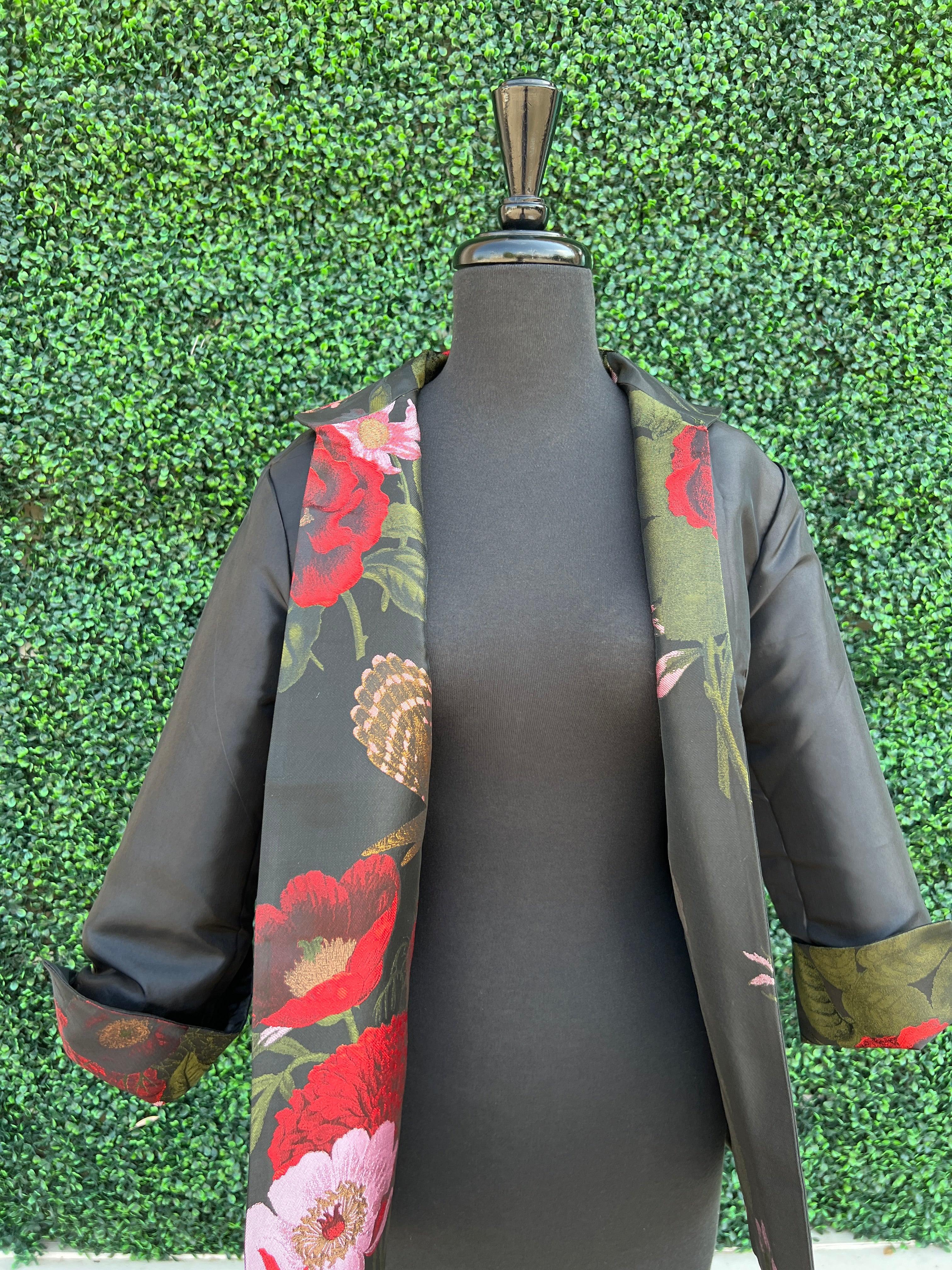 Rose & Bird Print Short Jacket