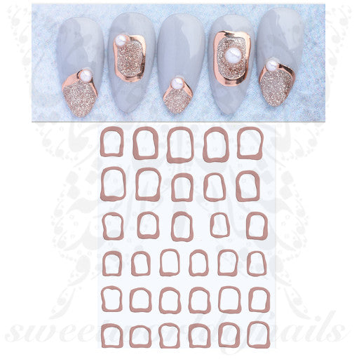 Rose Gold Frame Nail Art Nail Stickers