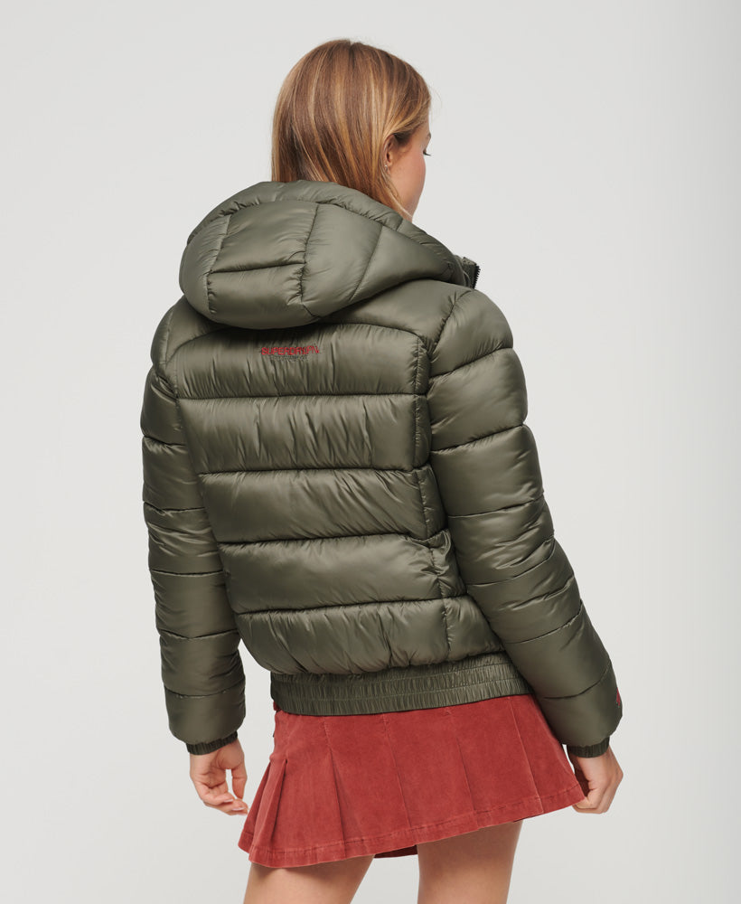 Sports Puffer Bomber Jacket | Dusty Olive