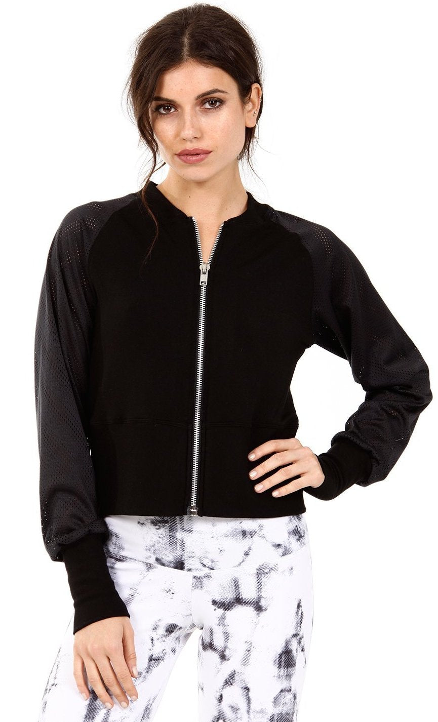 Strut This Jagger Zip Up Mesh Bomber Jacket