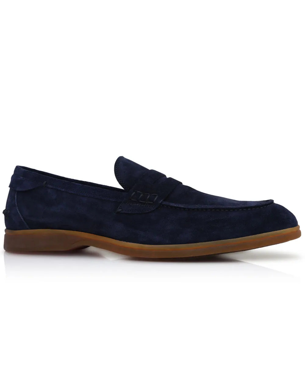 Suede Penny Loafer in Navy