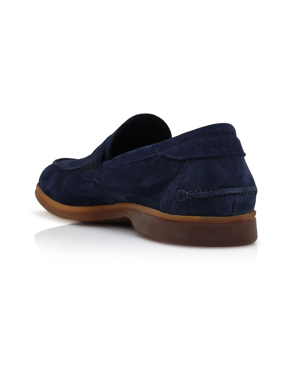 Suede Penny Loafer in Navy