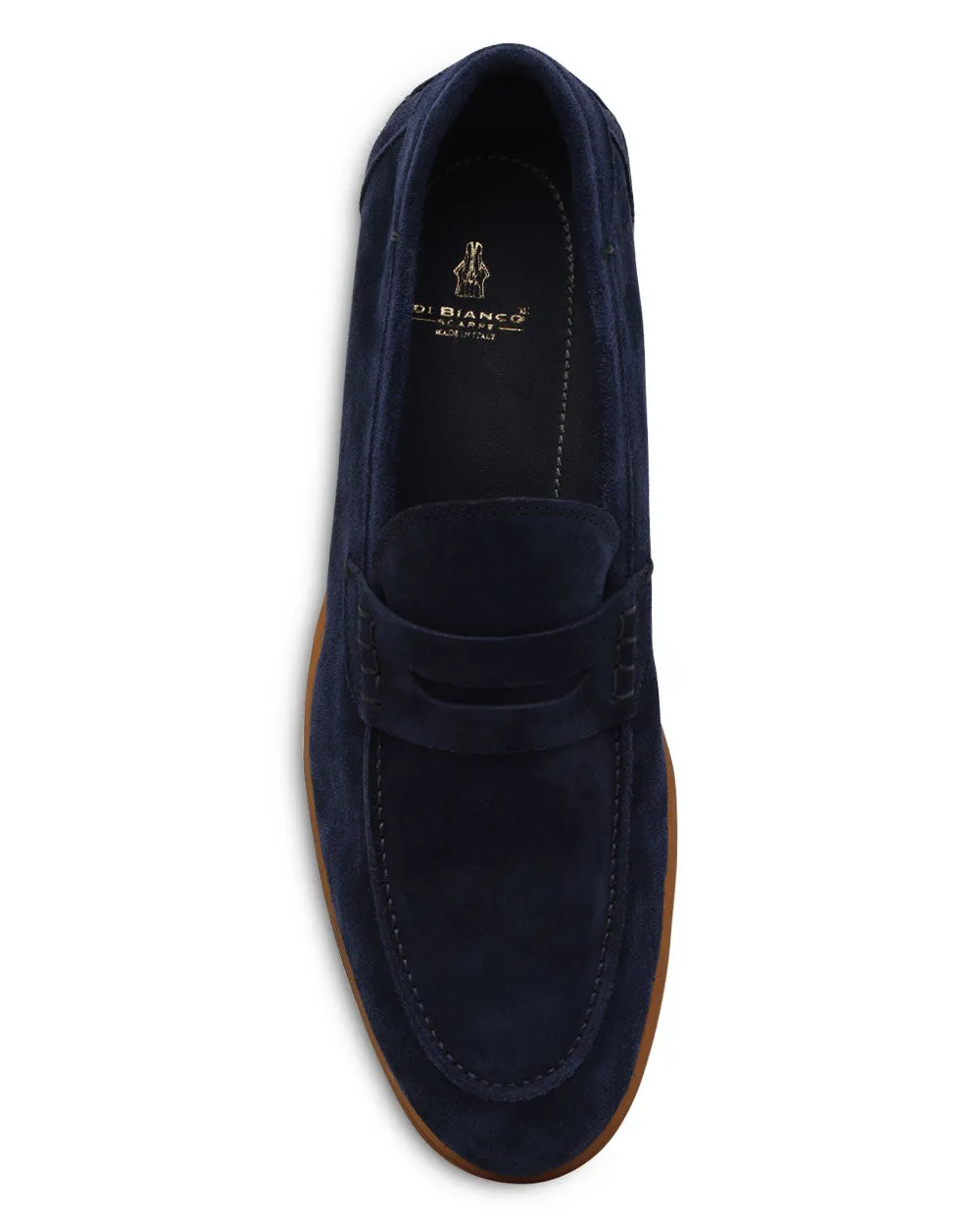 Suede Penny Loafer in Navy