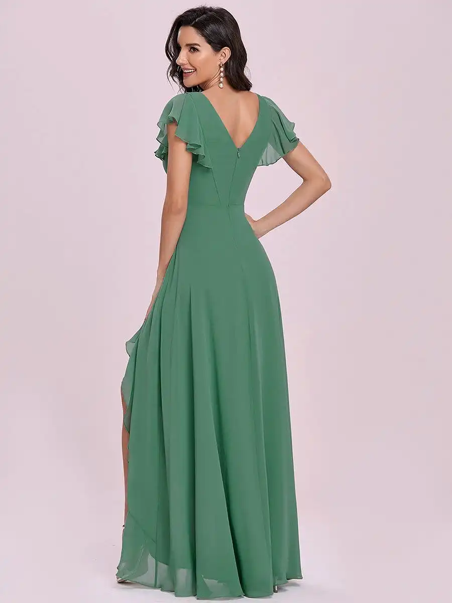 Sweet Wholesale Long V Neck Chiffon Bridesmaid Dress