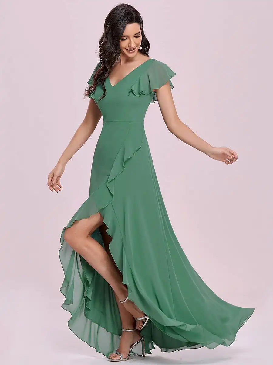 Sweet Wholesale Long V Neck Chiffon Bridesmaid Dress