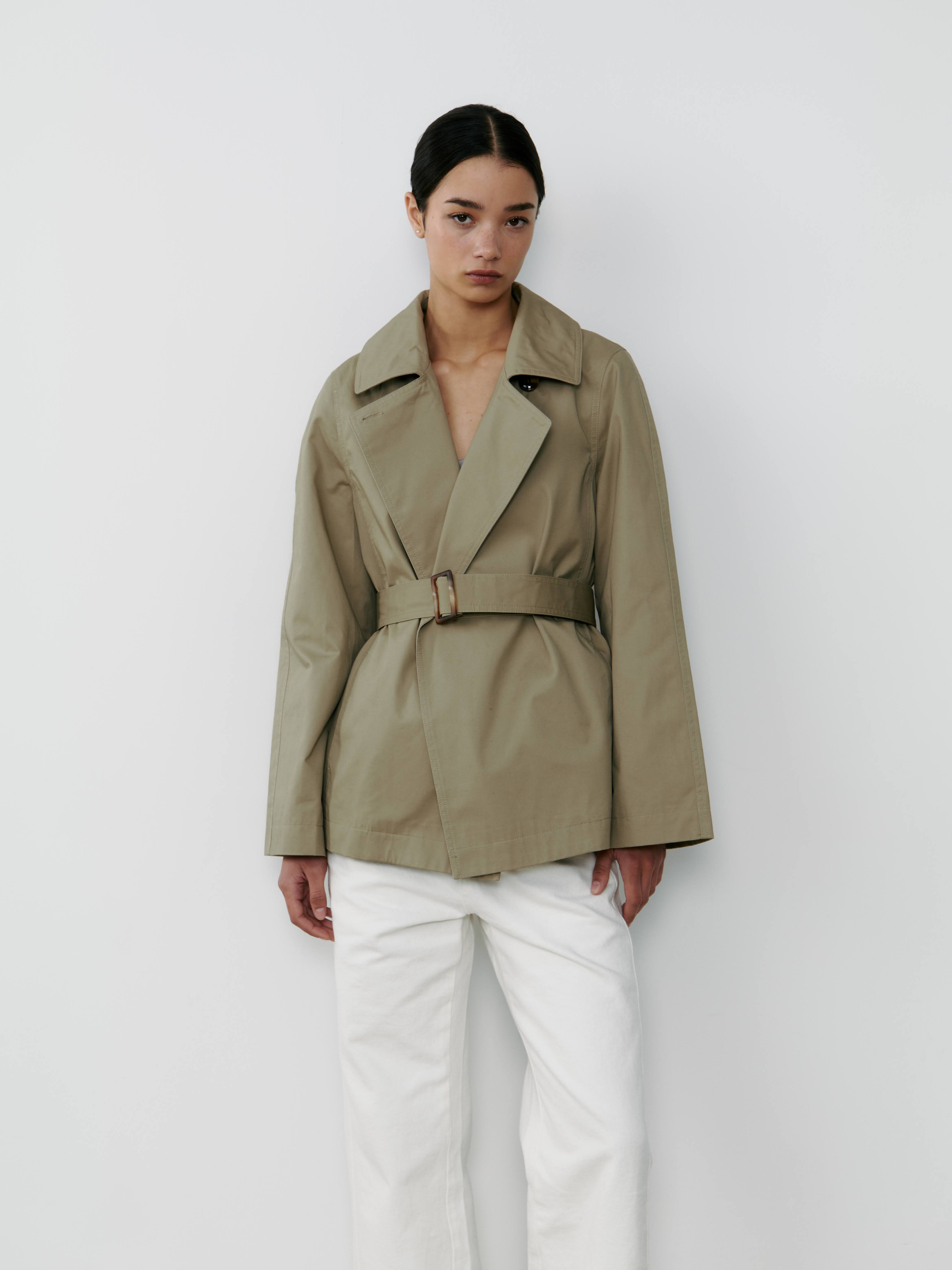 THE TAILORED TRENCH JACKET- SAGE GREEN