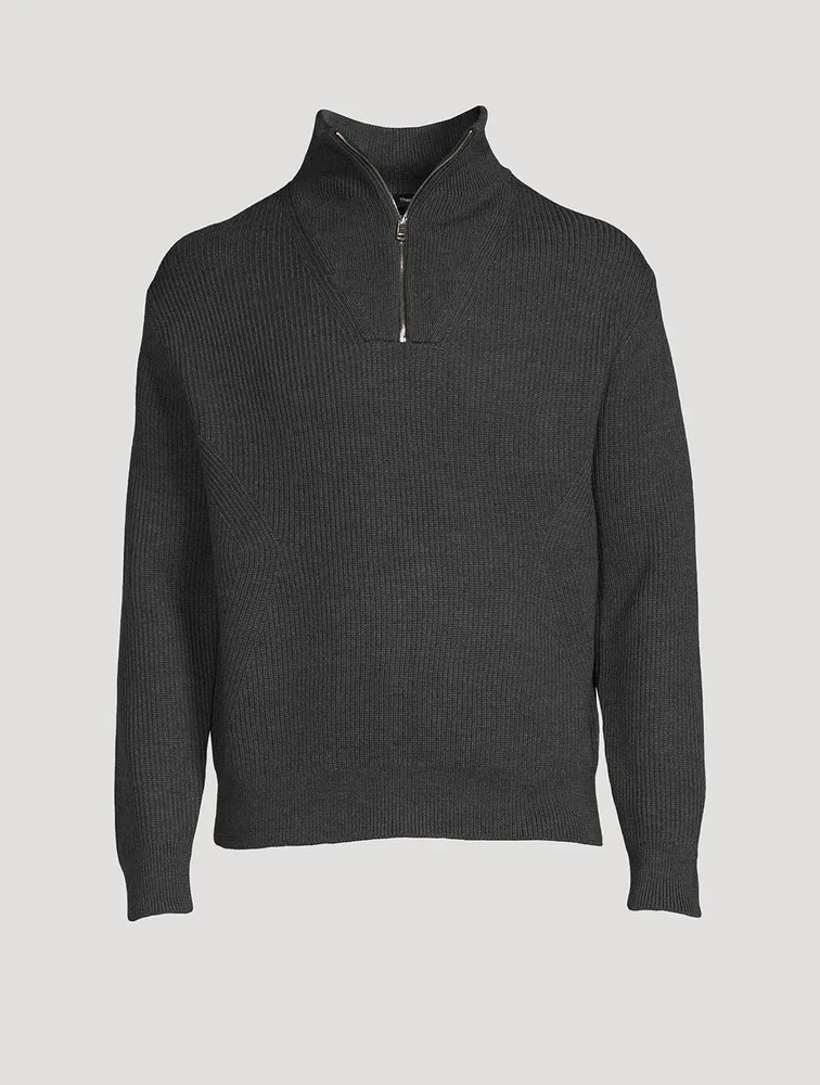 THEORY Wool Zip Pullover Sweater