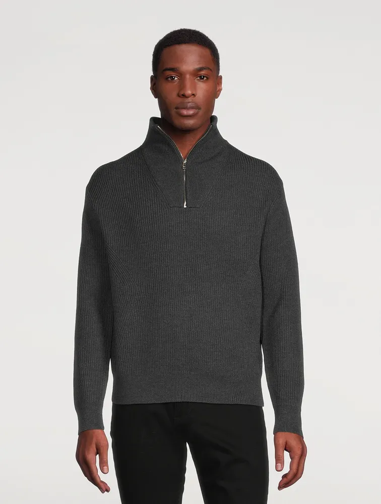 THEORY Wool Zip Pullover Sweater