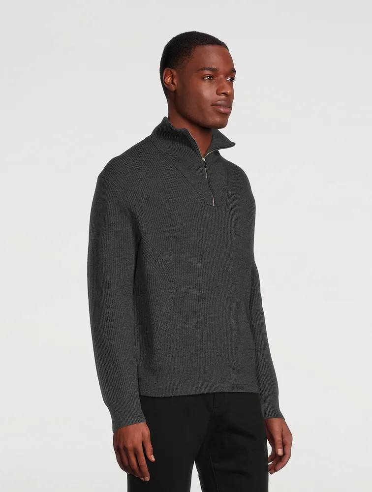 THEORY Wool Zip Pullover Sweater