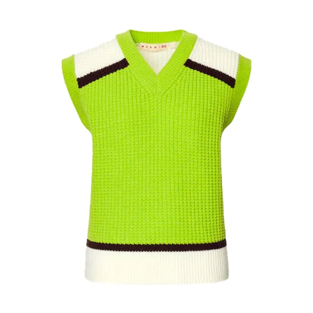 Uniqlo Marni Popcorn Knitted V Neck Vest Green