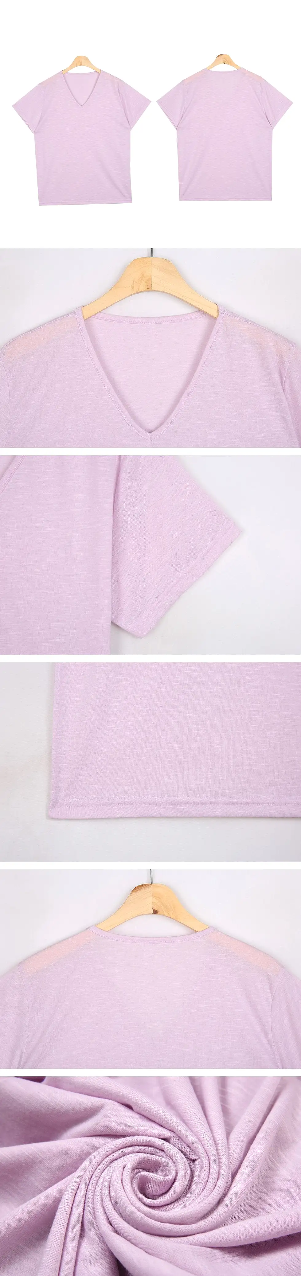 Violet Short Sleeve V Neck T Shirt BF25