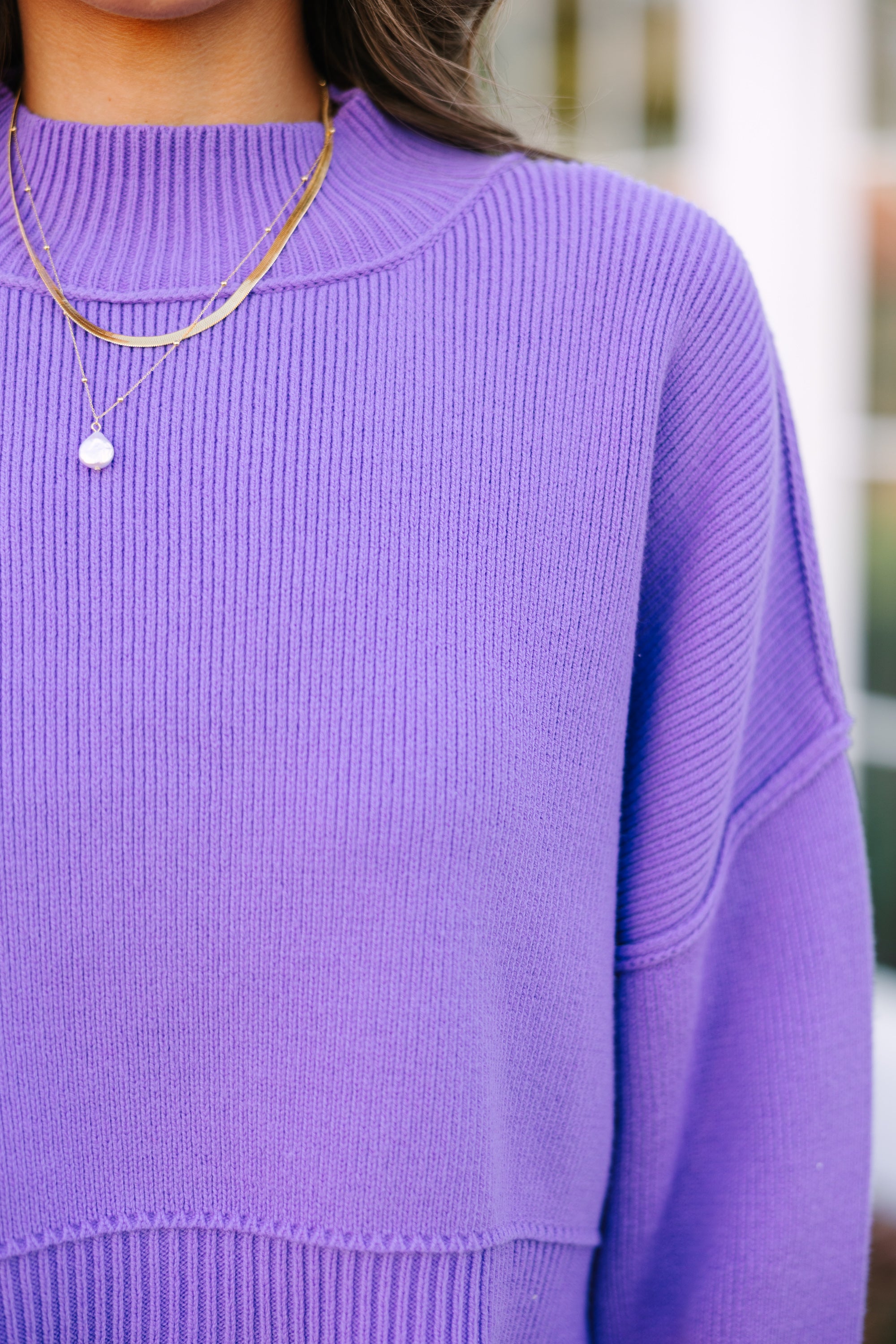 Where I Am Lavender Purple Cropped Sweater