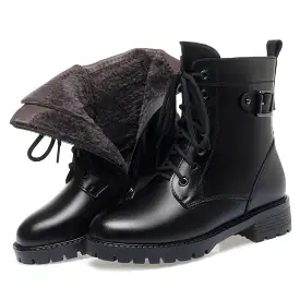 Women's Ankle Boots Lace-Up Warm Fluff Booties