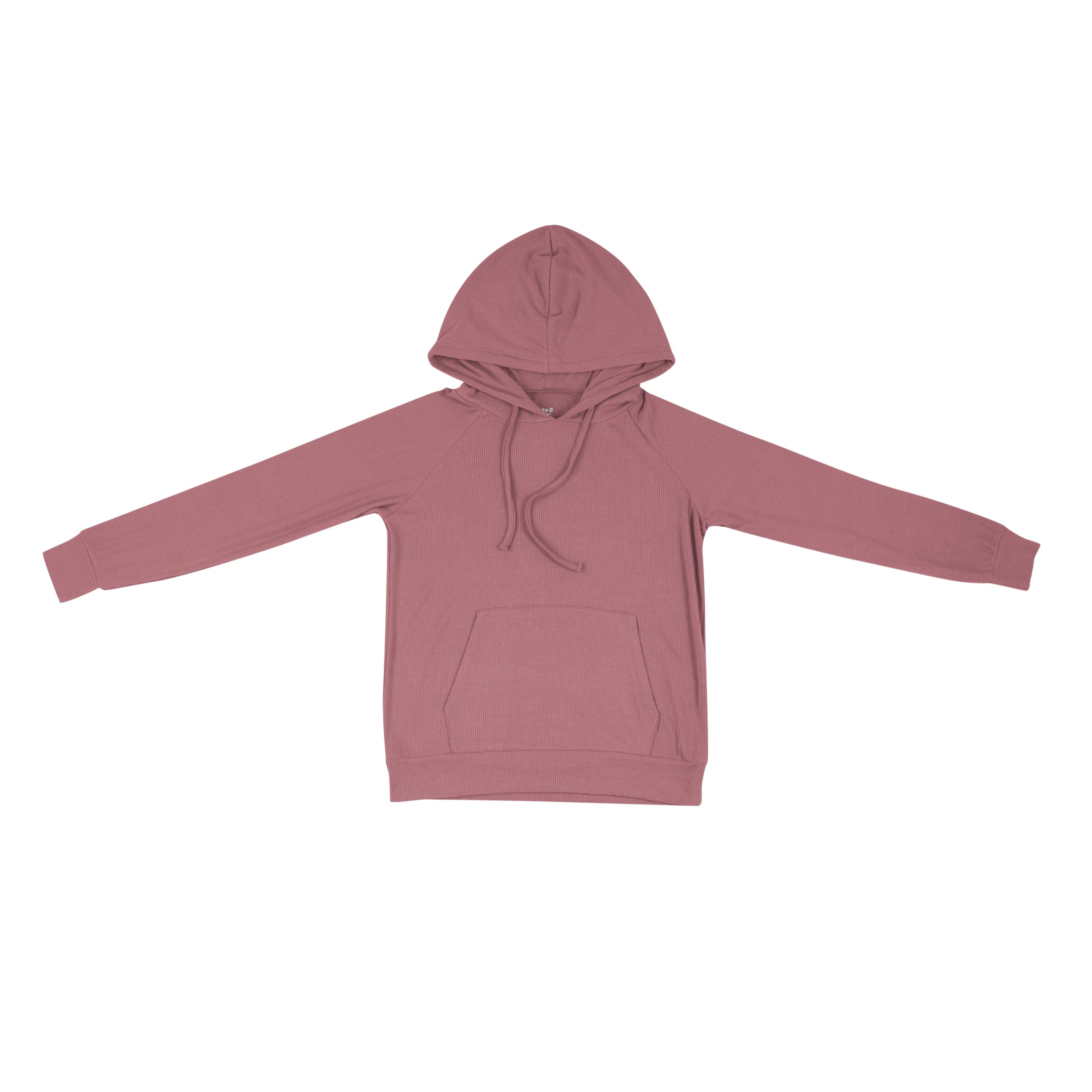 Women's Ribbed Hoodie in Dusty Rose