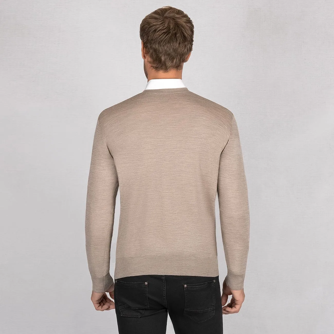 Wool Pullover Light V Neck Men