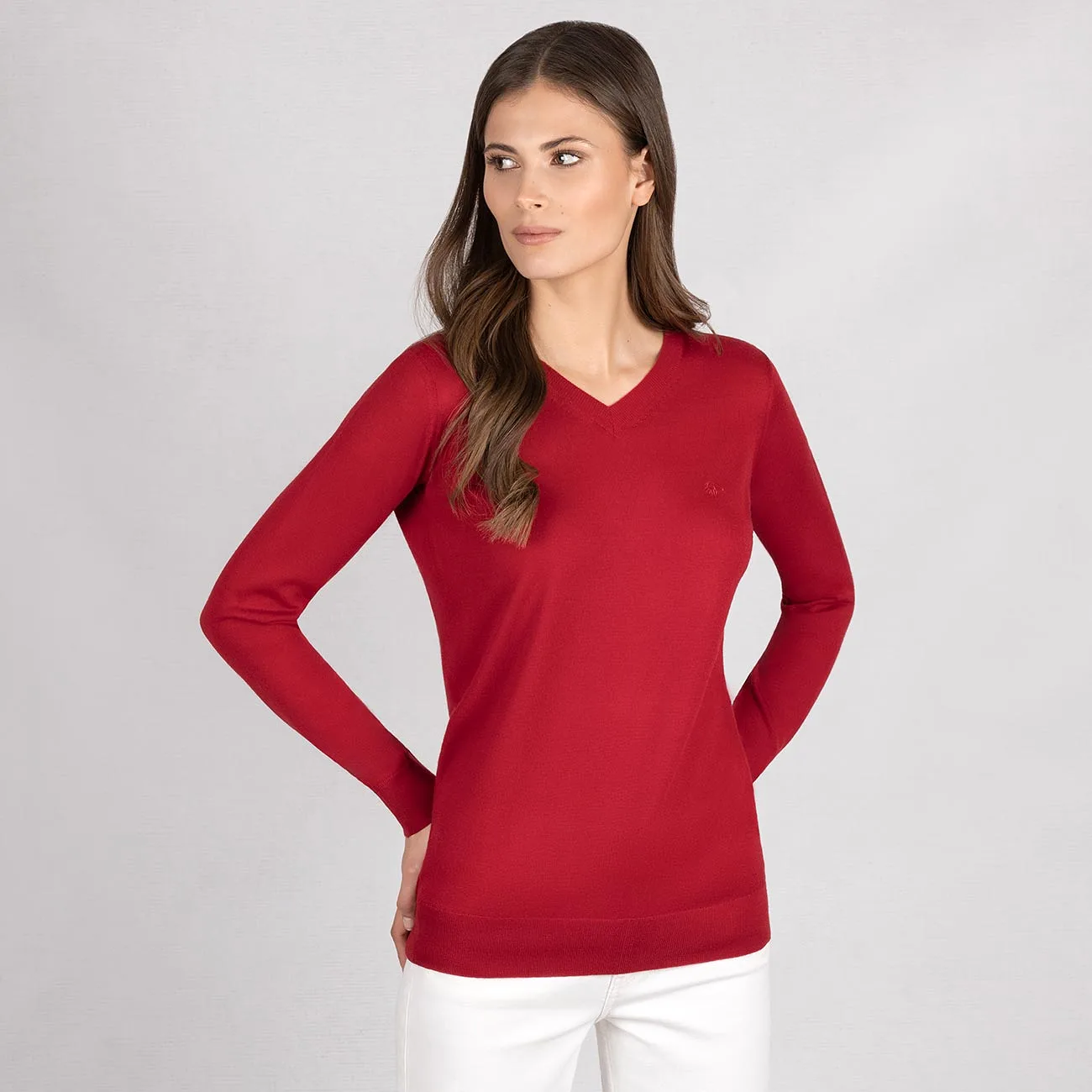 Wool Pullover Light V Neck Women