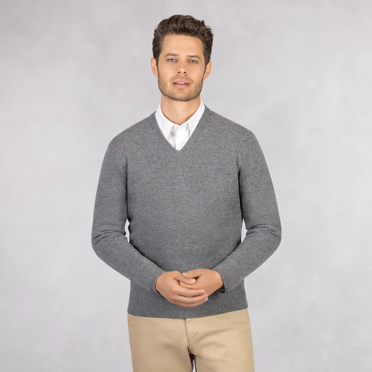 Wool Pullover V Neck Men